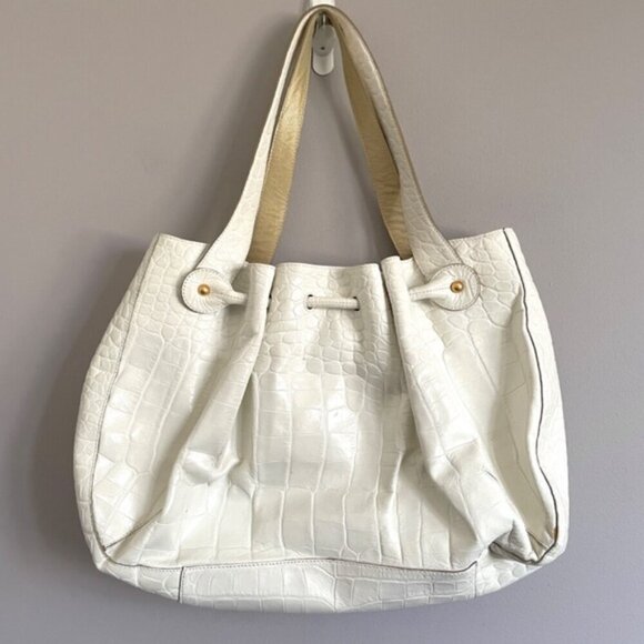 Brahmin White Elizabeth Grotto Croc Leather Handbag - Large - Picture 10 of 11